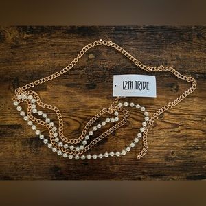 12th Tribe, Pearl and Gold Chain Belt, one size, NWT